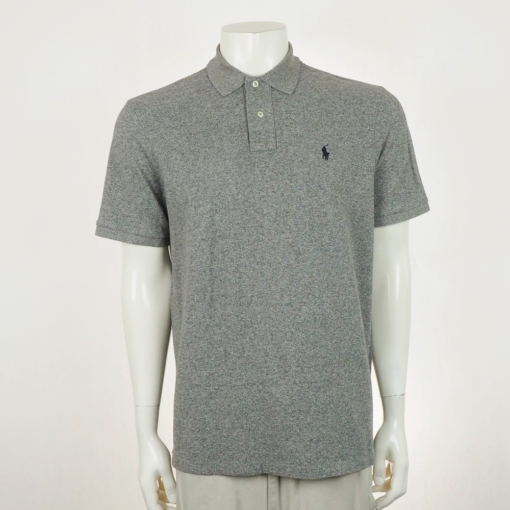 Polo Ralph Lauren Polo Shirt Mens Large Heather Gray RL Classic Fit Cotton Pique
